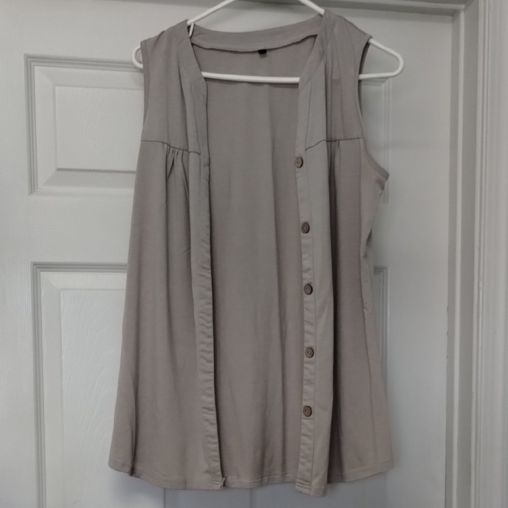 Stylish Gray Sleeveless Top Size Large Women